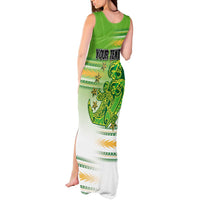 Personalised Cook Islands Va'a Race Tank Maxi Dress Te Tatau Tattoos Sporty Style Green-White Color - Polynesian Pride
