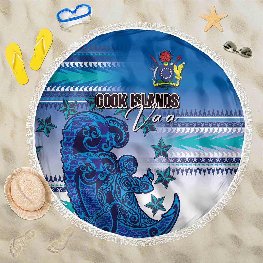 Cook Islands Va'a Race Beach Blanket Te Tatau Tattoos Sporty Style Light Blue Color - Polynesian Pride