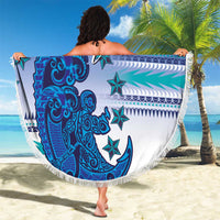 Cook Islands Va'a Race Beach Blanket Te Tatau Tattoos Sporty Style Light Blue Color - Polynesian Pride