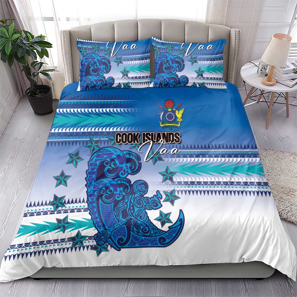 Cook Islands Va'a Race Bedding Set Te Tatau Tattoos Sporty Style Light Blue Color - Polynesian Pride