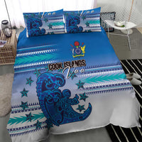 Cook Islands Va'a Race Bedding Set Te Tatau Tattoos Sporty Style Light Blue Color - Polynesian Pride