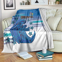 Cook Islands Va'a Race Blanket Te Tatau Tattoos Sporty Style Light Blue Color - Polynesian Pride