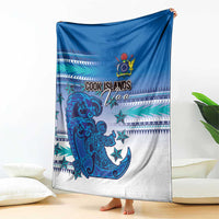 Cook Islands Va'a Race Blanket Te Tatau Tattoos Sporty Style Light Blue Color - Polynesian Pride
