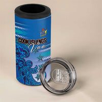 Personalised Cook Islands Va'a Race 4 in 1 Can Cooler Tumbler Te Tatau Tattoos Sporty Style Light Blue Color - Polynesian Pride