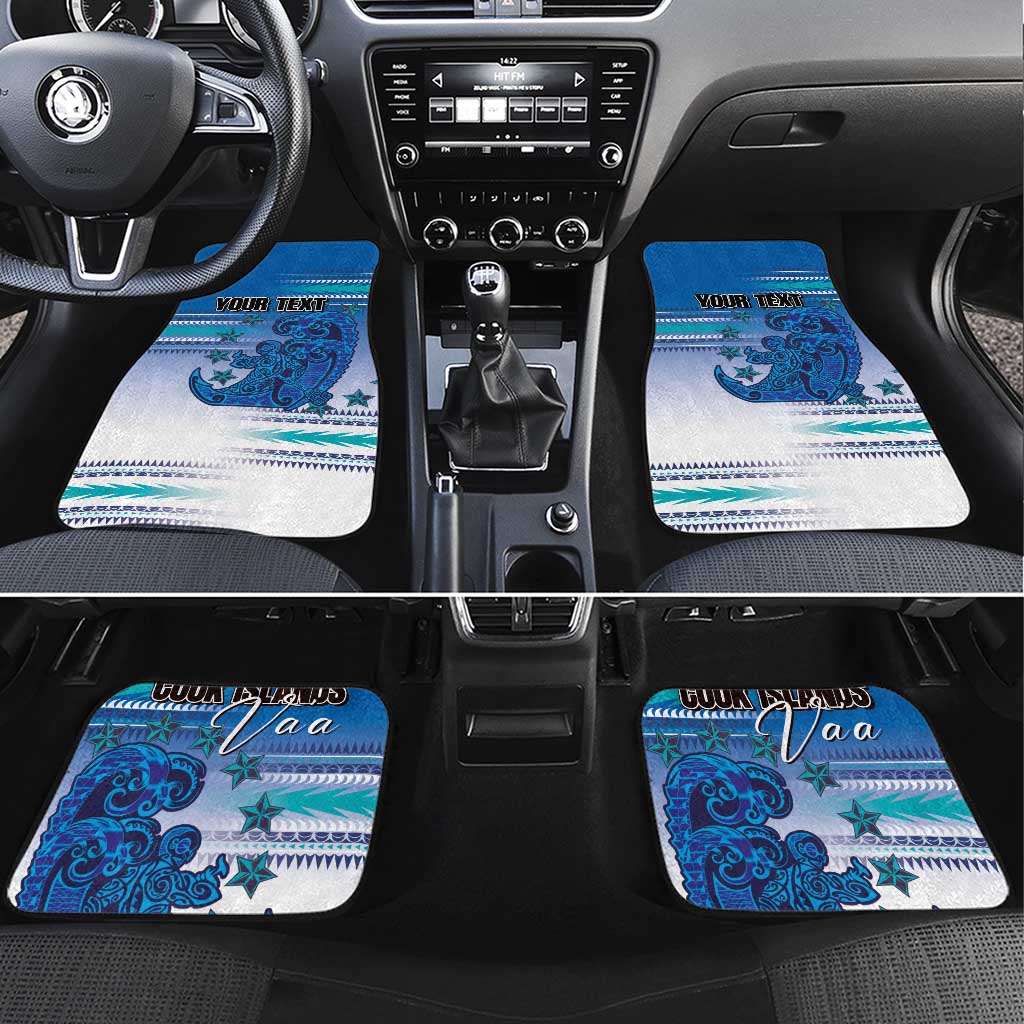 Personalised Cook Islands Va'a Race Car Mats Te Tatau Tattoos Sporty Style Light Blue Color - Polynesian Pride