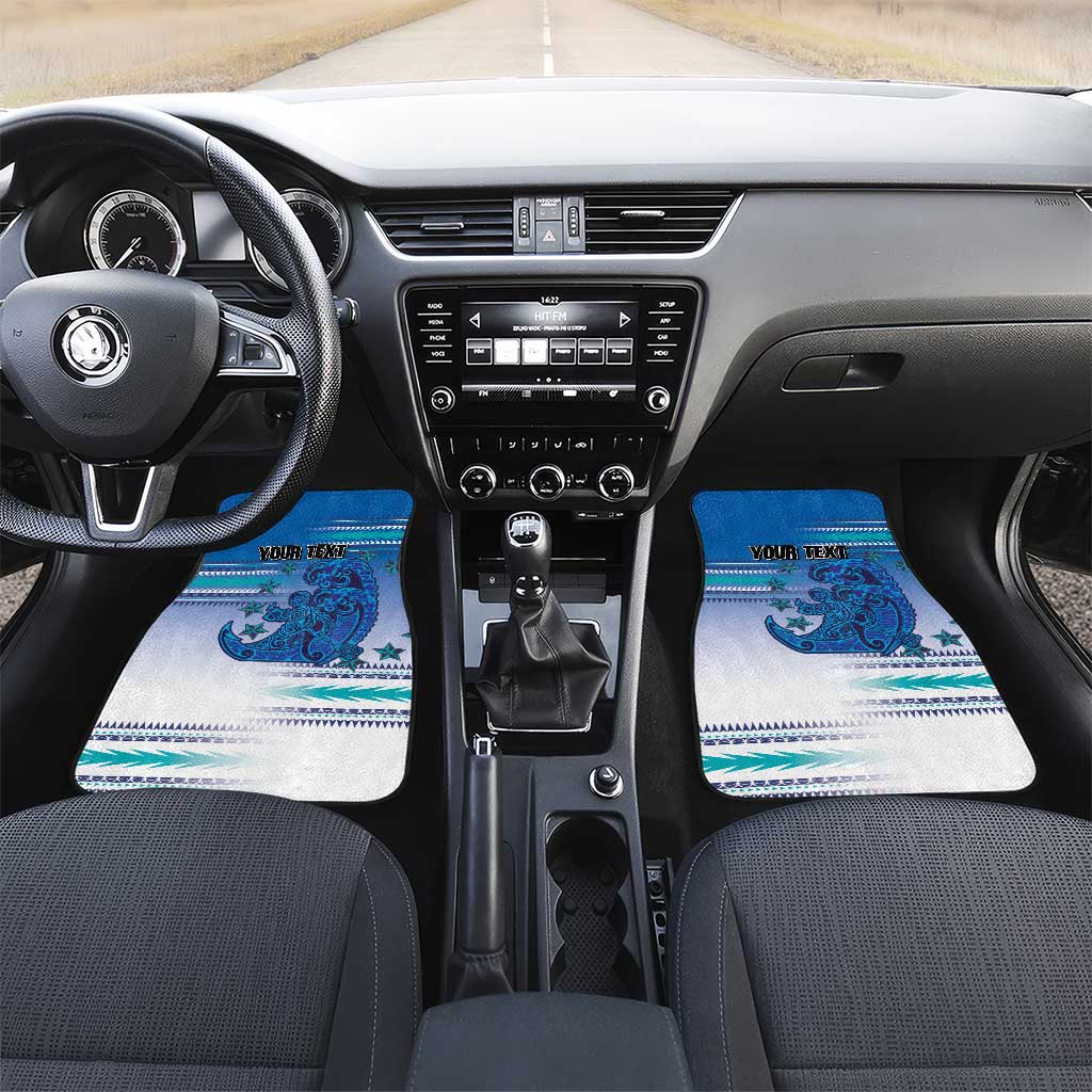 Personalised Cook Islands Va'a Race Car Mats Te Tatau Tattoos Sporty Style Light Blue Color - Polynesian Pride