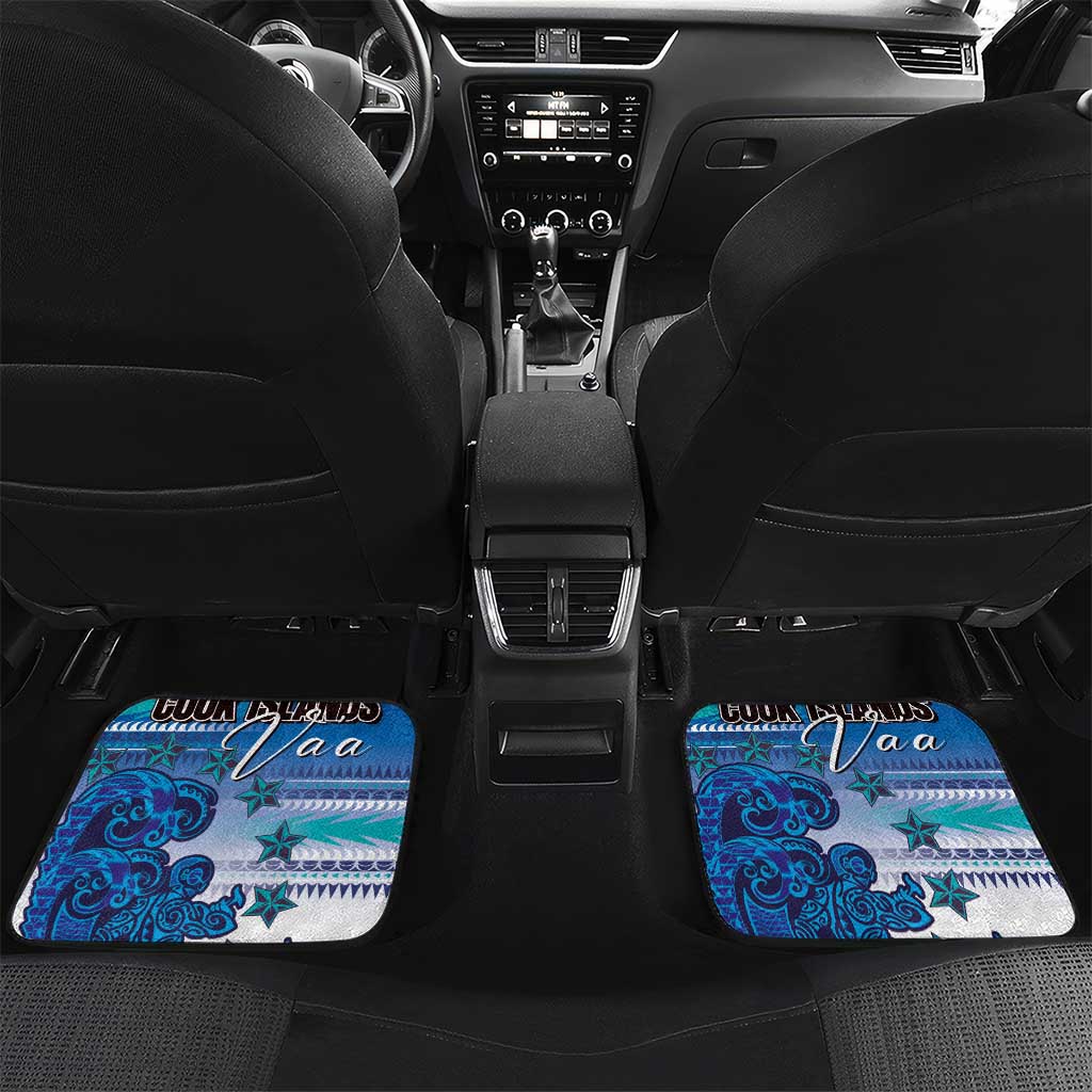 Personalised Cook Islands Va'a Race Car Mats Te Tatau Tattoos Sporty Style Light Blue Color - Polynesian Pride