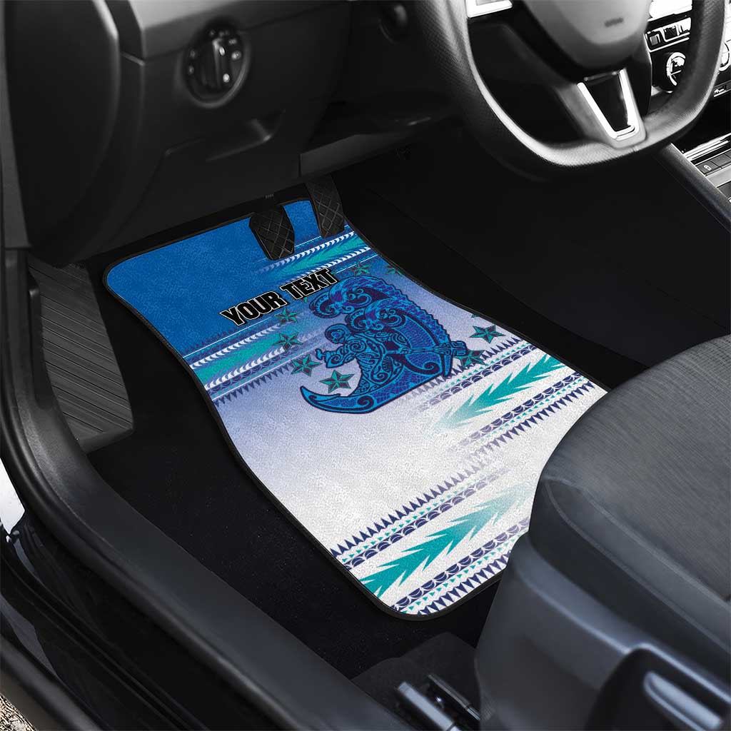 Personalised Cook Islands Va'a Race Car Mats Te Tatau Tattoos Sporty Style Light Blue Color - Polynesian Pride