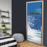 Personalised Cook Islands Va'a Race Door Cover Te Tatau Tattoos Sporty Style Light Blue Color - Polynesian Pride