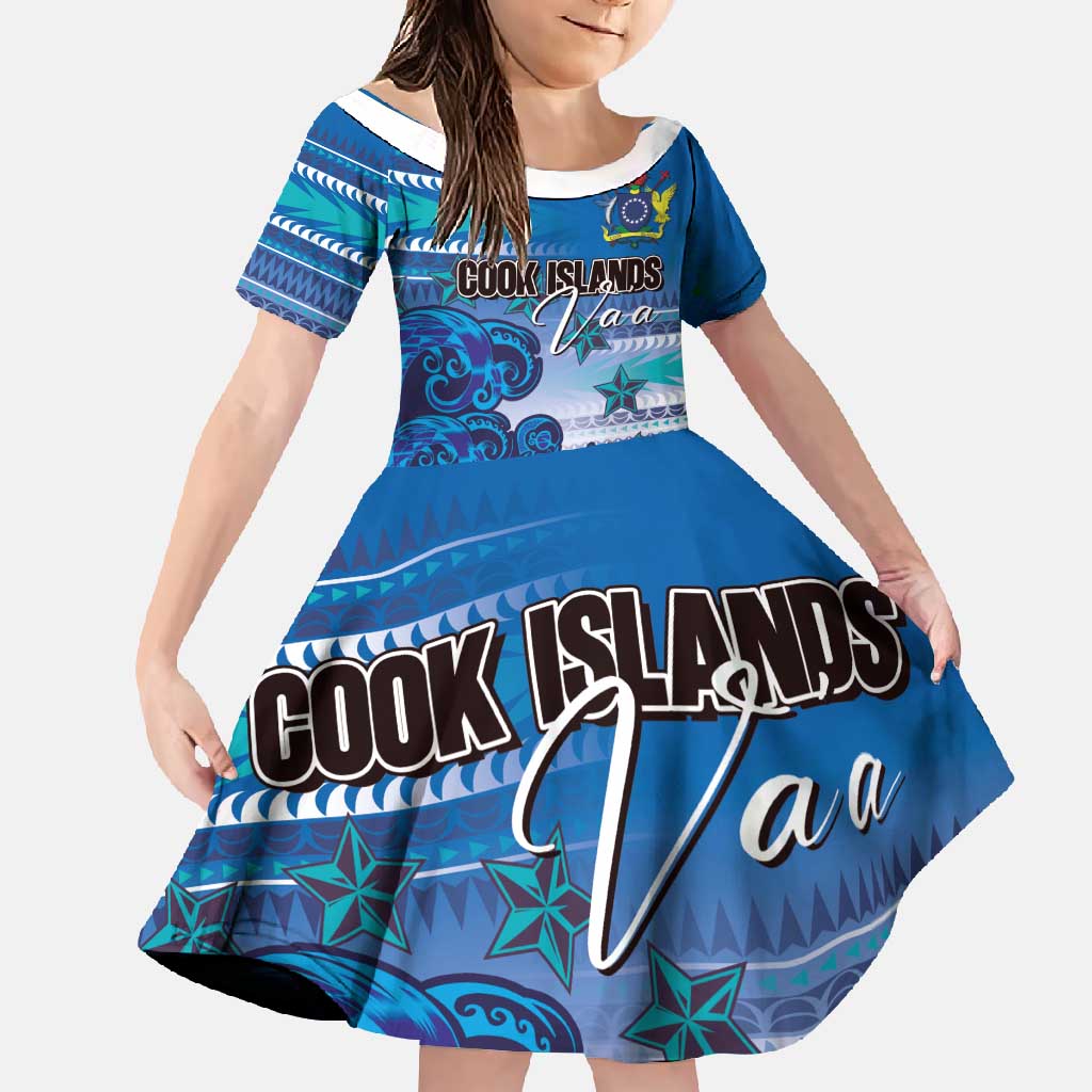Personalised Cook Islands Va'a Race Family Matching Long Sleeve Bodycon Dress and Hawaiian Shirt Te Tatau Tattoos Sporty Style Light Blue Color - Polynesian Pride