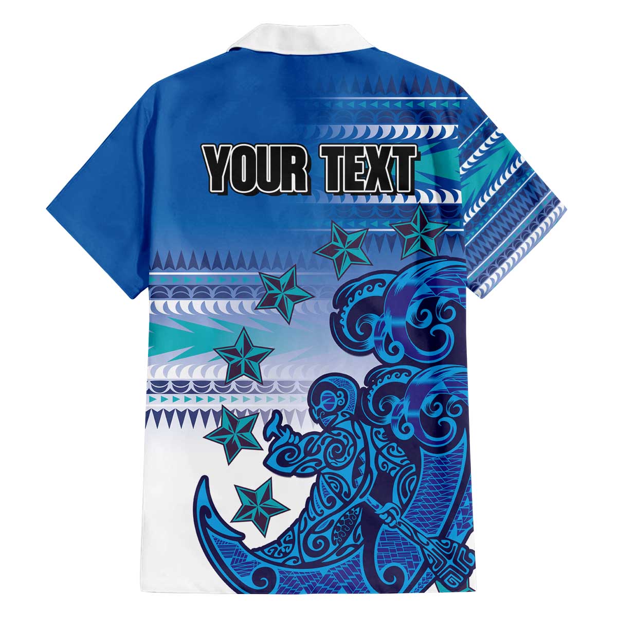 Personalised Cook Islands Va'a Race Family Matching Off The Shoulder Long Sleeve Dress and Hawaiian Shirt Te Tatau Tattoos Sporty Style Light Blue Color - Polynesian Pride