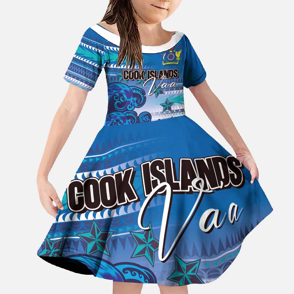 Personalised Cook Islands Va'a Race Family Matching Off Shoulder Maxi Dress and Hawaiian Shirt Te Tatau Tattoos Sporty Style Light Blue Color - Polynesian Pride