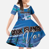 Personalised Cook Islands Va'a Race Family Matching Puletasi and Hawaiian Shirt Te Tatau Tattoos Sporty Style Light Blue Color - Polynesian Pride