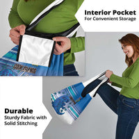 Cook Islands Va'a Race Grocery Bag Te Tatau Tattoos Sporty Style Light Blue Color - Polynesian Pride