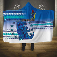 Cook Islands Va'a Race Hooded Blanket Te Tatau Tattoos Sporty Style Light Blue Color - Polynesian Pride