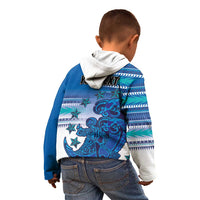Personalised Cook Islands Va'a Race Kid Hoodie Te Tatau Tattoos Sporty Style Light Blue Color - Polynesian Pride