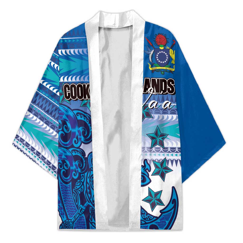 Personalised Cook Islands Va'a Race Kimono Te Tatau Tattoos Sporty Style Light Blue Color - Polynesian Pride