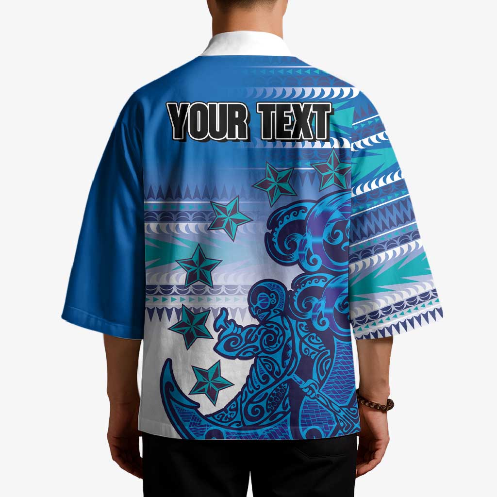 Personalised Cook Islands Va'a Race Kimono Te Tatau Tattoos Sporty Style Light Blue Color - Polynesian Pride