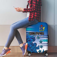 Cook Islands Va'a Race Luggage Cover Te Tatau Tattoos Sporty Style Light Blue Color - Polynesian Pride