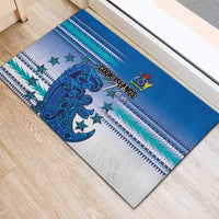 Cook Islands Va'a Race Rubber Doormat Te Tatau Tattoos Sporty Style Light Blue Color - Polynesian Pride