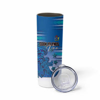 Personalised Cook Islands Va'a Race Skinny Tumbler Te Tatau Tattoos Sporty Style Light Blue Color - Polynesian Pride