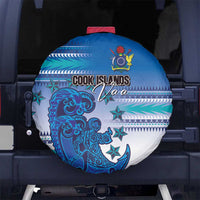Cook Islands Va'a Race Spare Tire Cover Te Tatau Tattoos Sporty Style Light Blue Color - Polynesian Pride