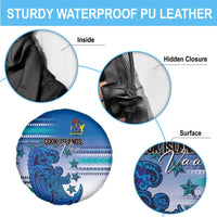 Cook Islands Va'a Race Spare Tire Cover Te Tatau Tattoos Sporty Style Light Blue Color - Polynesian Pride