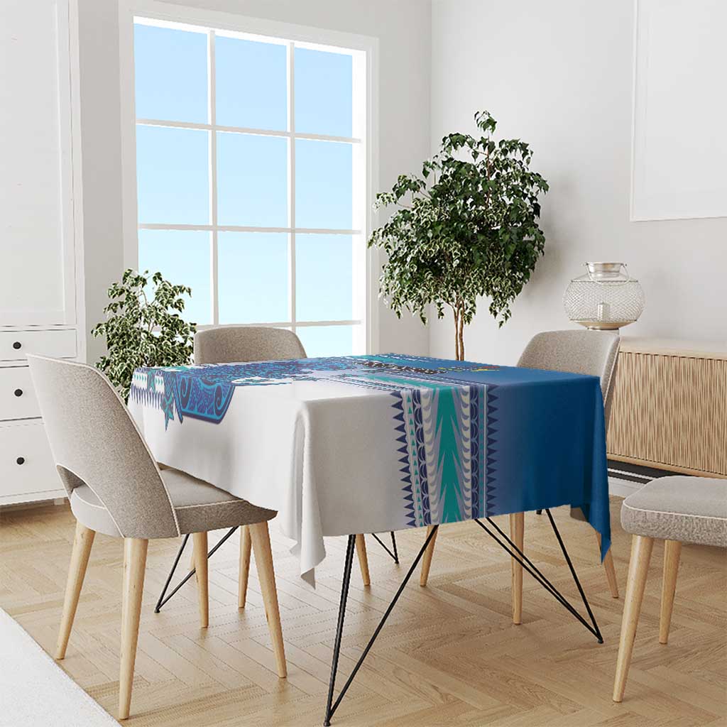 Cook Islands Va'a Race Tablecloth Te Tatau Tattoos Sporty Style Light Blue Color - Polynesian Pride