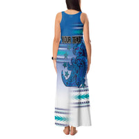 Personalised Cook Islands Va'a Race Tank Maxi Dress Te Tatau Tattoos Sporty Style Light Blue Color - Polynesian Pride