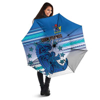 Cook Islands Va'a Race Umbrella Te Tatau Tattoos Sporty Style Light Blue Color - Polynesian Pride