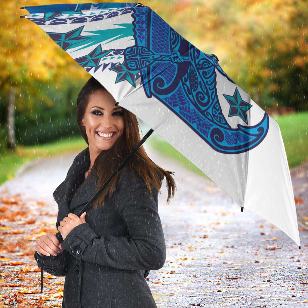 Cook Islands Va'a Race Umbrella Te Tatau Tattoos Sporty Style Light Blue Color - Polynesian Pride