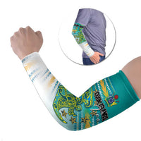 Personalised Cook Islands Va'a Race Arm Sleeves Te Tatau Tattoos Sporty Style Turquoise Color - Polynesian Pride