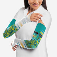 Personalised Cook Islands Va'a Race Arm Sleeves Te Tatau Tattoos Sporty Style Turquoise Color - Polynesian Pride