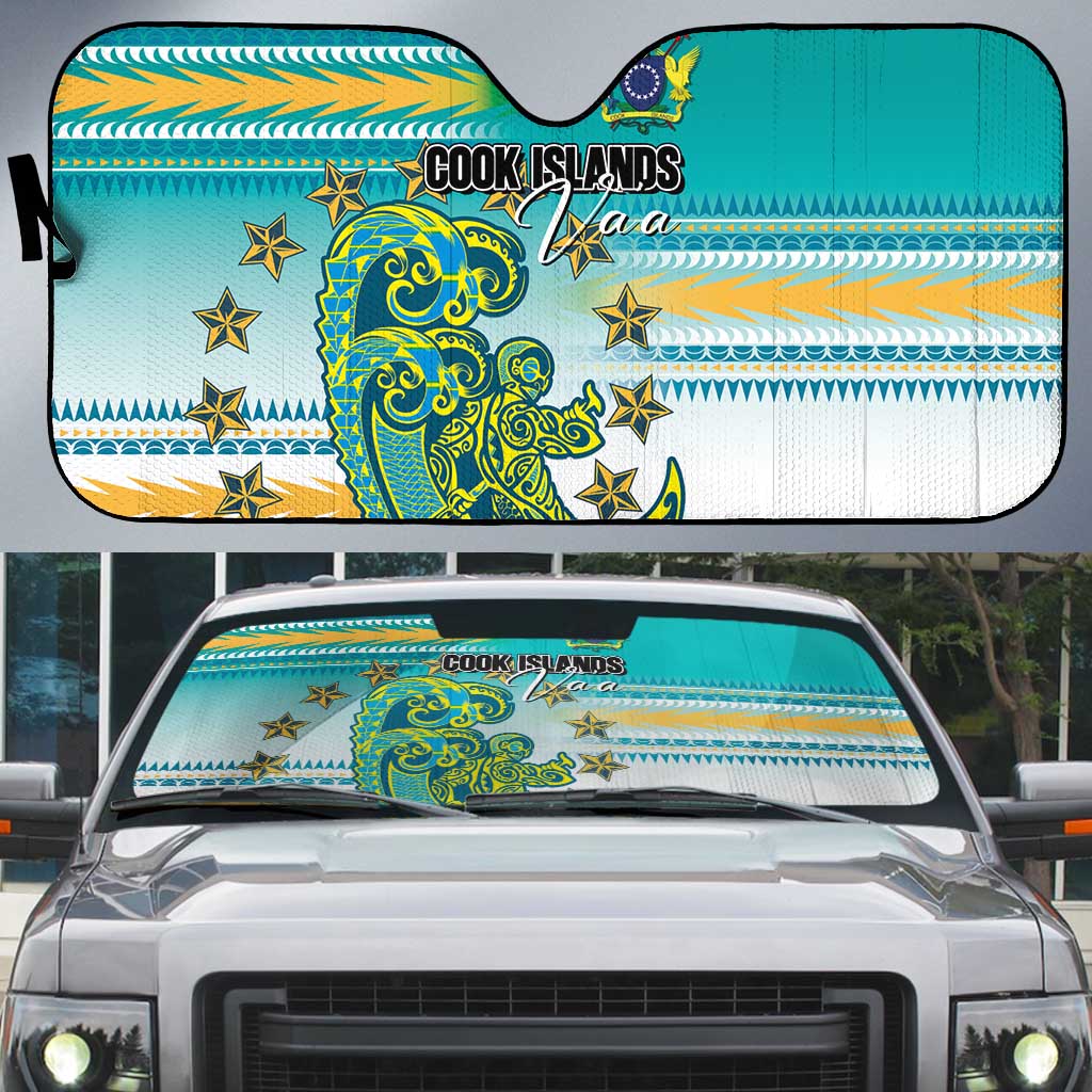 Cook Islands Va'a Race Auto Sun Shade Te Tatau Tattoos Sporty Style Turquoise Color LT03 Turquoise - Polynesian Pride