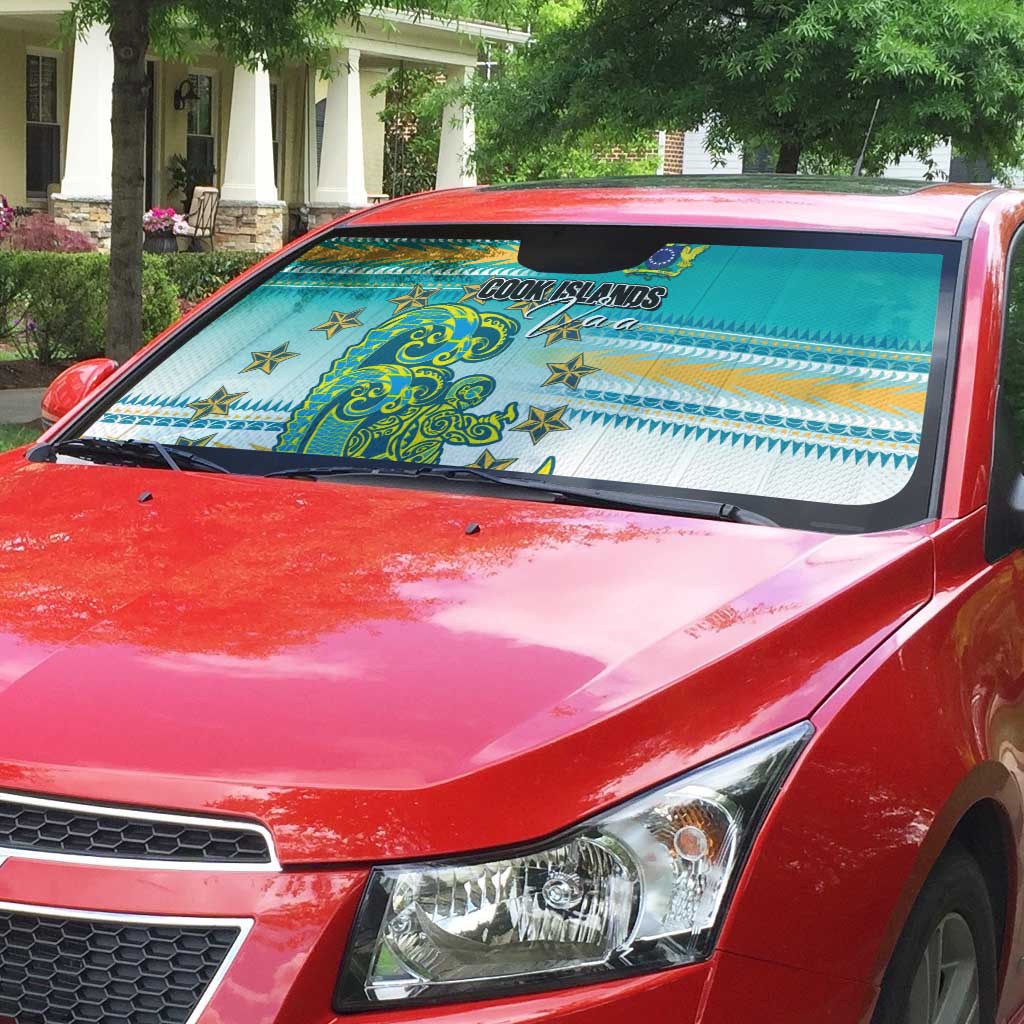 Cook Islands Va'a Race Auto Sun Shade Te Tatau Tattoos Sporty Style Turquoise Color LT03 - Polynesian Pride