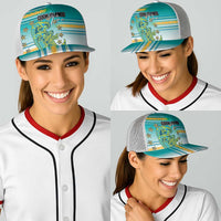 Cook Islands Va'a Race Baseball Net Cap Te Tatau Tattoos Sporty Style Turquoise Color - Polynesian Pride
