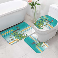Cook Islands Va'a Race Bathroom Set Te Tatau Tattoos Sporty Style Turquoise Color - Polynesian Pride