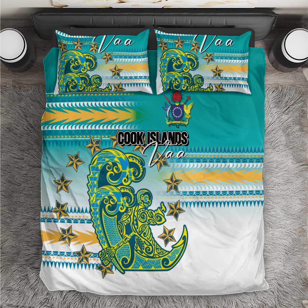 Cook Islands Va'a Race Bedding Set Te Tatau Tattoos Sporty Style Turquoise Color - Polynesian Pride