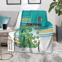 Cook Islands Va'a Race Blanket Te Tatau Tattoos Sporty Style Turquoise Color - Polynesian Pride