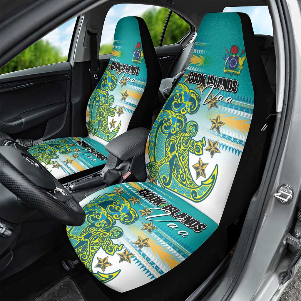 Cook Islands Va'a Race Car Seat Cover Te Tatau Tattoos Sporty Style Turquoise Color - Polynesian Pride