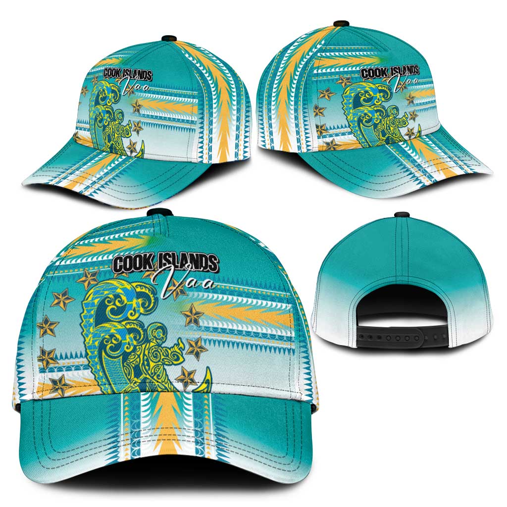 Cook Islands Va'a Race Classic Cap Te Tatau Tattoos Sporty Style Turquoise Color - Polynesian Pride