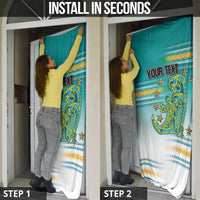 Personalised Cook Islands Va'a Race Door Cover Te Tatau Tattoos Sporty Style Turquoise Color - Polynesian Pride