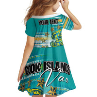 Personalised Cook Islands Va'a Race Family Matching Off Shoulder Maxi Dress and Hawaiian Shirt Te Tatau Tattoos Sporty Style Turquoise Color - Polynesian Pride