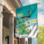Cook Islands Va'a Race Garden Flag Te Tatau Tattoos Sporty Style Turquoise Color - Polynesian Pride
