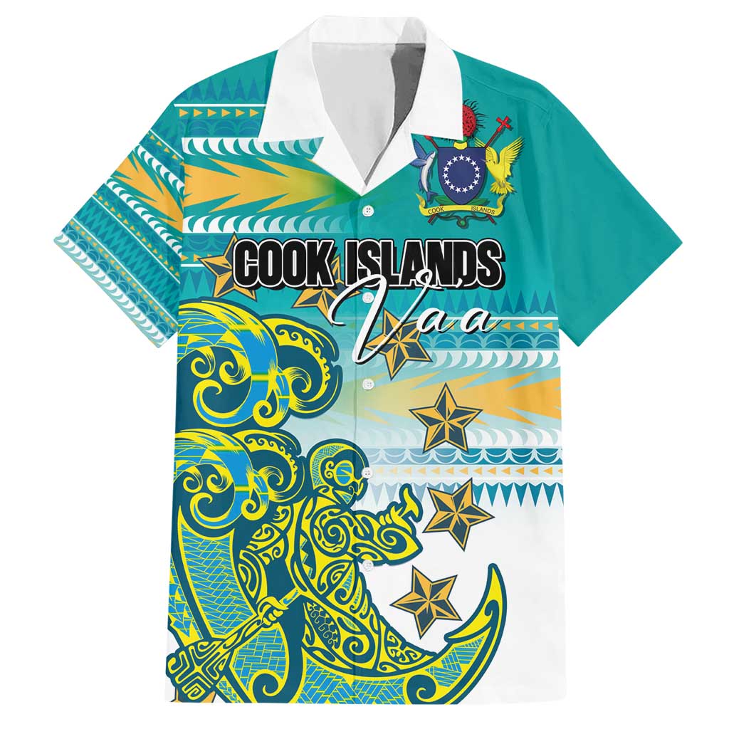Personalised Cook Islands Va'a Race Hawaiian Shirt Te Tatau Tattoos Sporty Style Turquoise Color - Polynesian Pride