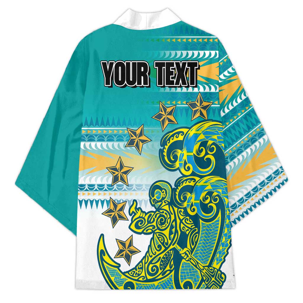 Personalised Cook Islands Va'a Race Kimono Te Tatau Tattoos Sporty Style Turquoise Color - Polynesian Pride
