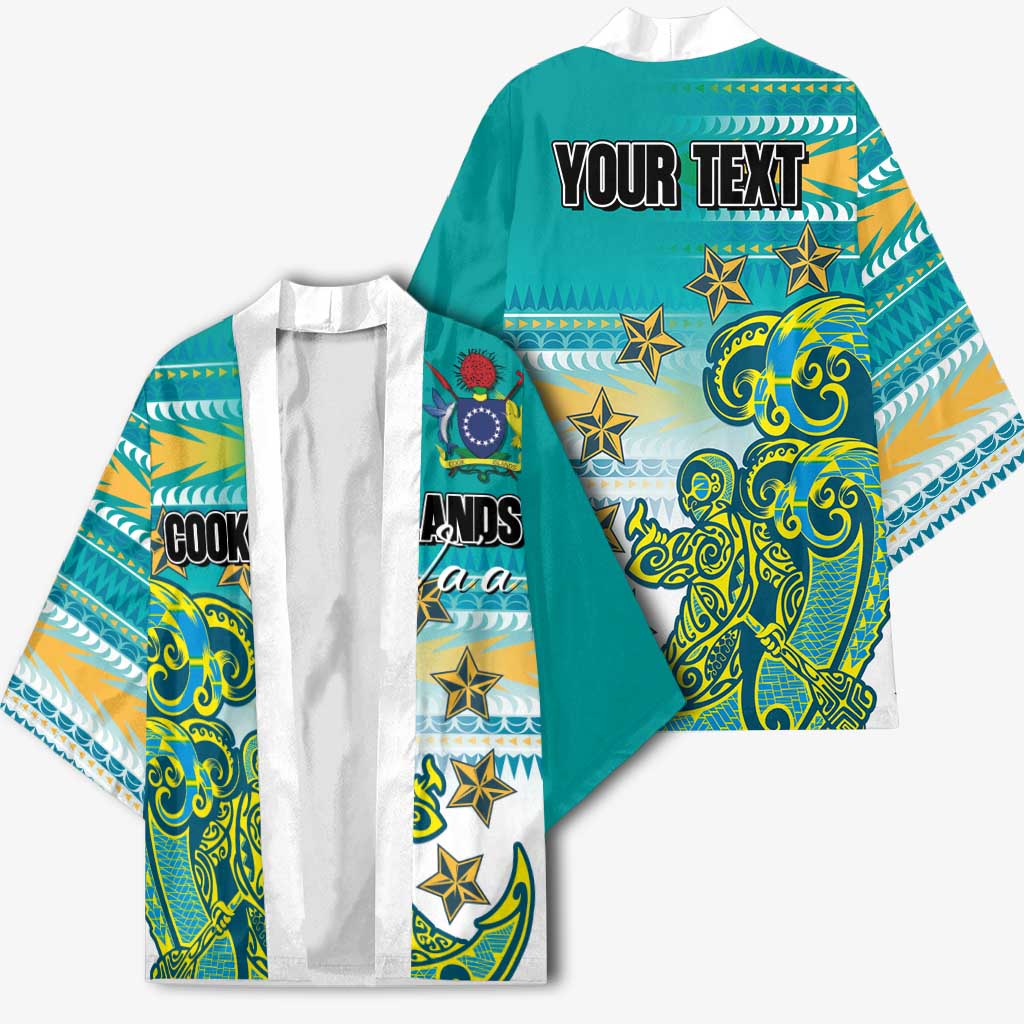 Personalised Cook Islands Va'a Race Kimono Te Tatau Tattoos Sporty Style Turquoise Color - Polynesian Pride