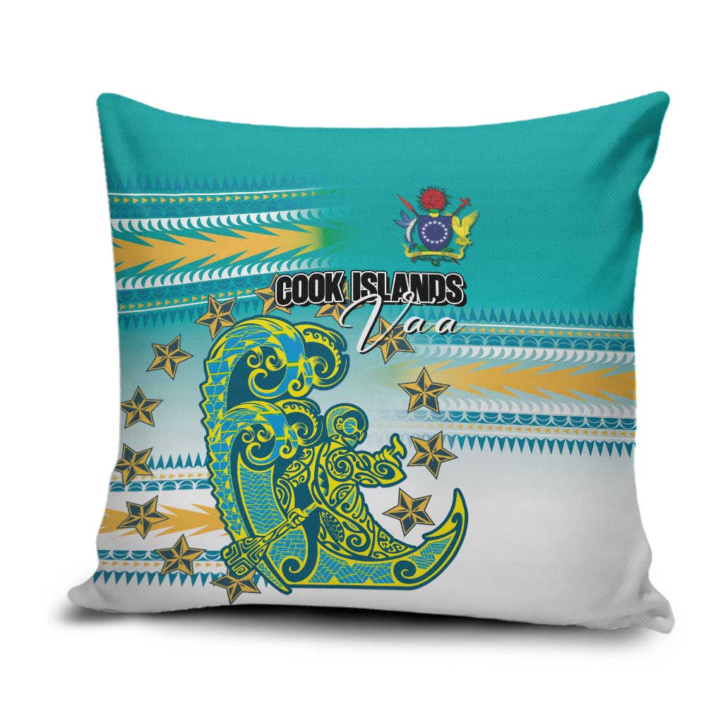 Cook Islands Va'a Race Pillow Cover Te Tatau Tattoos Sporty Style Turquoise Color - Polynesian Pride