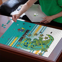 Cook Islands Va'a Race Puzzle Te Tatau Tattoos Sporty Style Turquoise Color - Polynesian Pride