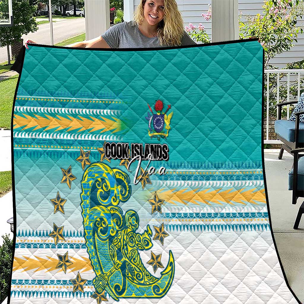 Cook Islands Va'a Race Quilt Te Tatau Tattoos Sporty Style Turquoise Color - Polynesian Pride